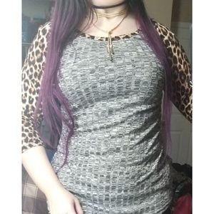 Grey and Animal Print Sweater